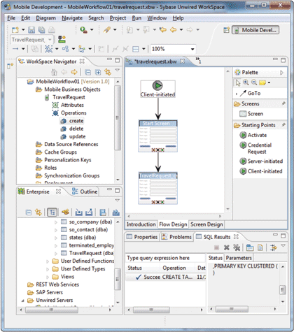 図4-2　SAP「Sybase Unwired Workspace」のアプリケーション開発画面