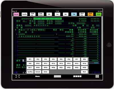 写真1 FALCON 5250 for iPadの画面