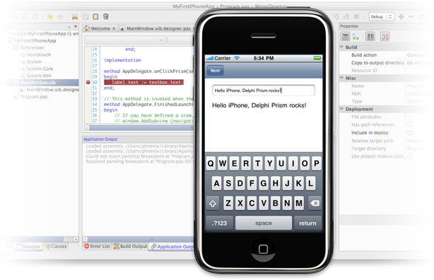 MonoTouch連携により、iPod Touch/iPhone/iPadのネイティブ・アプリをDelphi言語とVisual Studio（またはMonoDevelop）で開発できる