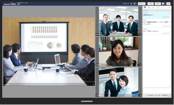 画面1：desknet's NEOのウェブ会議機能の画面（出典：ネオジャパン）