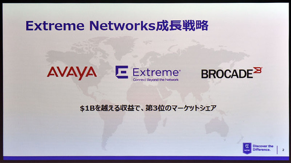 図1：米Extream Networksは昨今、米Avayaのネットワーク事業と米Brocade Communications Systemsのネットワーク事業を買収している（出典：エクストリームネットワークス）