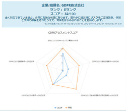 画面1●GDPR適合簡易アセスメントで表示するレーダーチャートの例（出所：インターネットイニシアティブ）